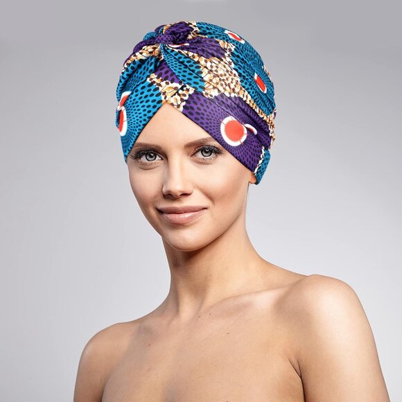 4 Pieces African Headwrap Turban for Women Hair Wrap Head Cap Stretch Pre-Tied K - Picture 6 of 7